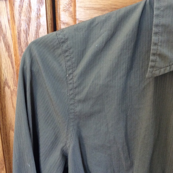 Y2K Tommy Hilfiger army green snap front Shirt, S - Picture 4 of 9